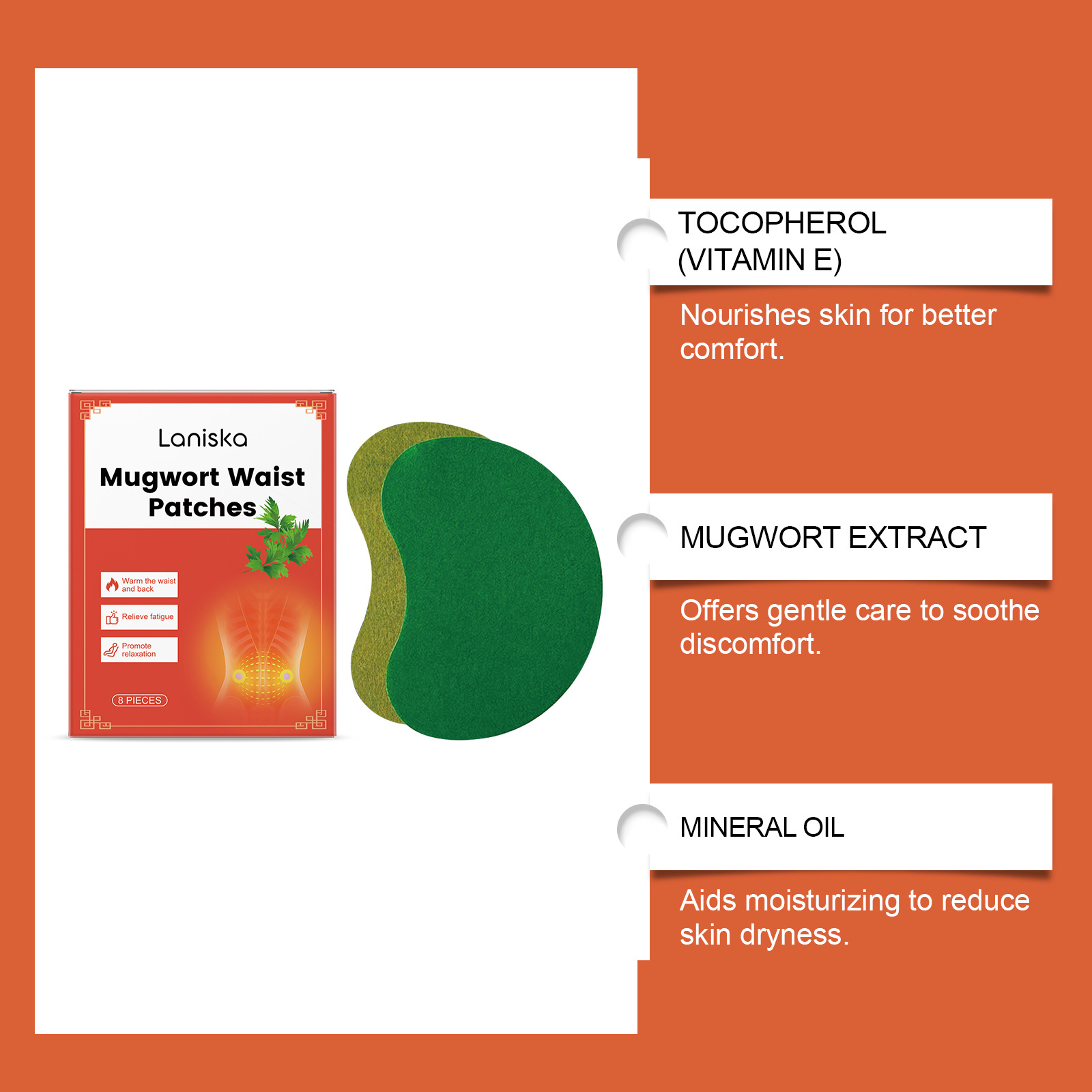 ORANGLES Mugwort Waist Patches – Natural Moxibustion Therapy for Pain Relief & Comfort - angled perspective - presenting advantages - Image 4 of 4 | fits any environment | Purchase Mugwort Waist Patches – Natural Moxibustion Therapy for Pain Relief & Comfort Michigan | Free Shipping ORANGLES