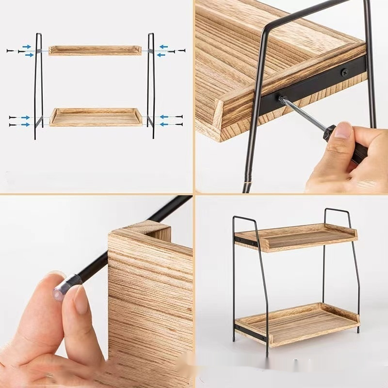 ORANGLES Wooden Kitchen Seasoning Rack – Multi‑layer Storage Organizer - angled perspective - presenting advantages - Image 4 of 6 | fits any environment | Purchase Wooden Kitchen Seasoning Rack – Multi‑layer Storage Organizer Michigan | Free Shipping ORANGLES