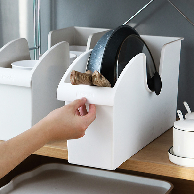 Kitchen Storage Box with Pulley – Pot Cover & Spice Rack Organizer