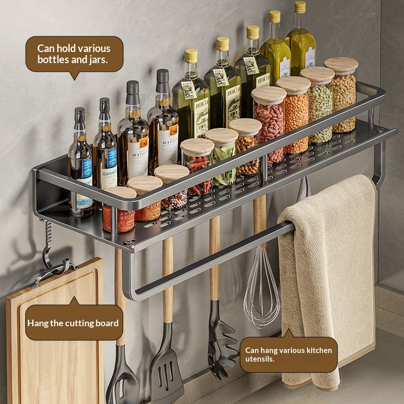 ORANGLES Kitchen Wall‑Mount Storage Rack – Multifunctional Seasoning Organizer - detailed closeup view - illustrating benefits - Image 3 of 6 | created for all | Shop Kitchen Wall‑Mount Storage Rack – Multifunctional Seasoning Organizer North Carolina | Free Shipping ORANGLES
