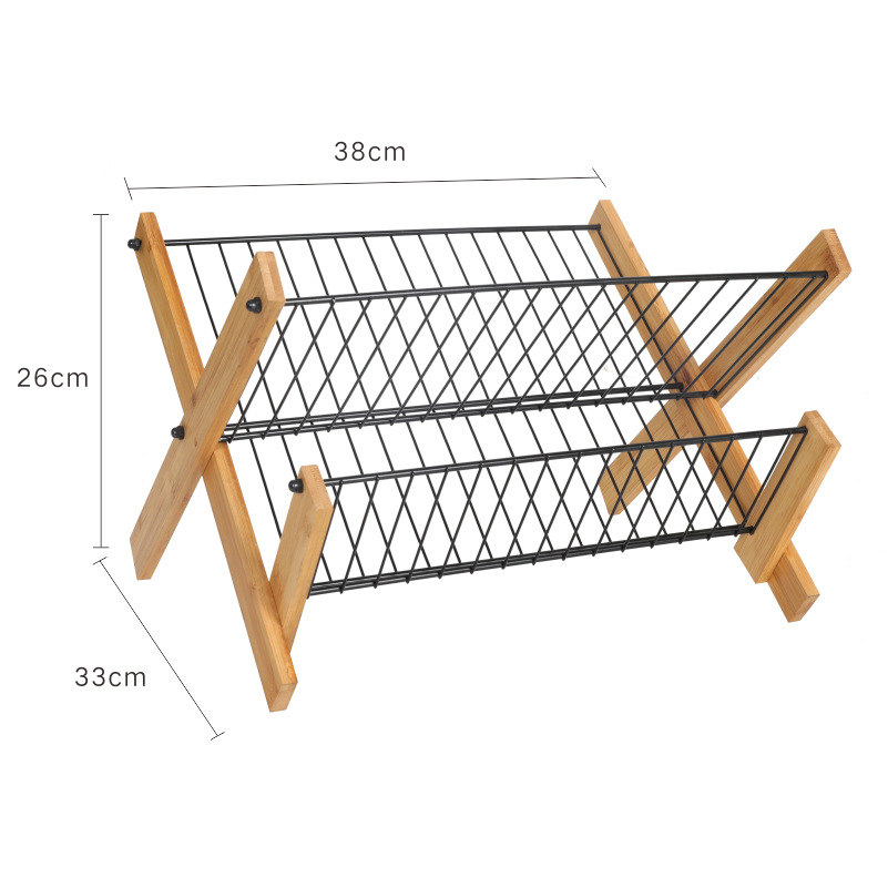 ORANGLES Bamboo Folding Dish Rack – Kitchen Draining Storage Organizer - full product showcase - displaying specifications - Image 5 of 5 | adapts to any space | Bamboo Folding Dish Rack – Kitchen Draining Storage Organizer deal New Jersey | Free Shipping ORANGLES