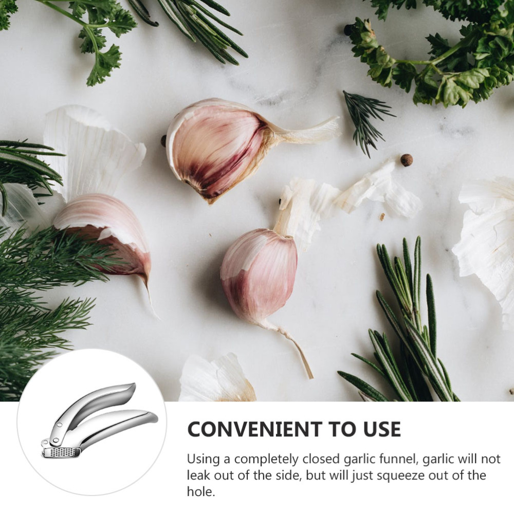 ORANGLES 304 Stainless Steel Manual Garlic Press Masher - detailed closeup view - illustrating benefits - Image 3 of 5 | created for all | Shop 304 Stainless Steel Manual Garlic Press Masher North Carolina | Free Shipping ORANGLES