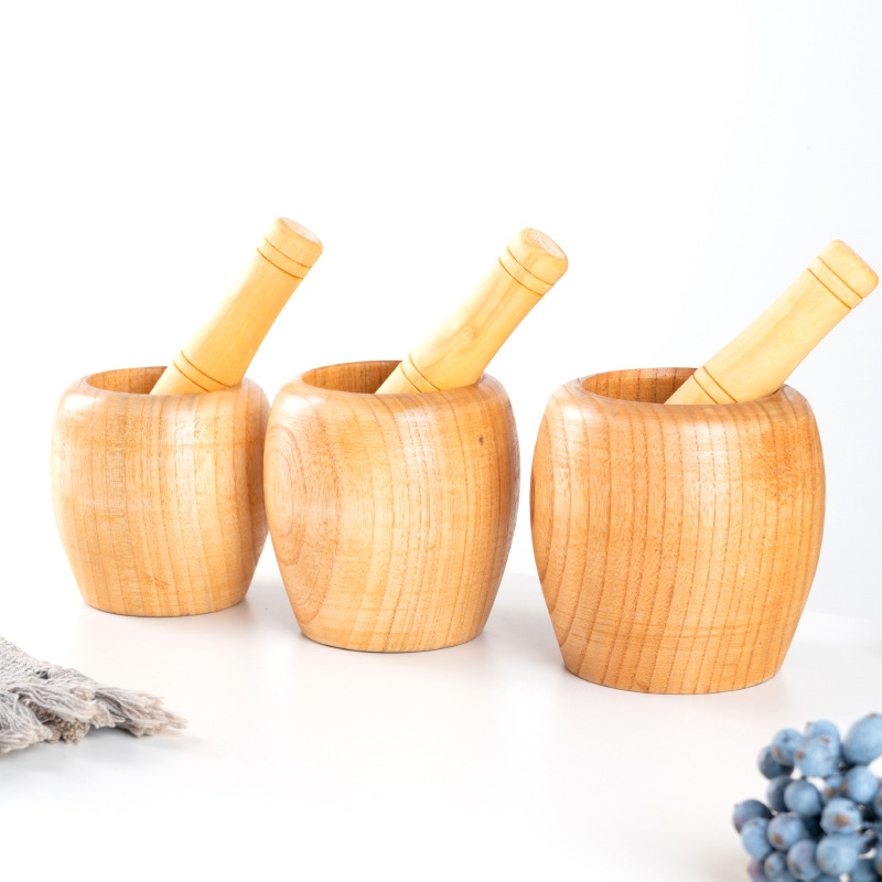 Solid Wood Household Garlic Press Masher