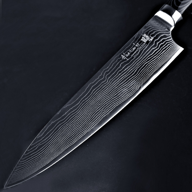 ORANGLES 8" Damascus VG10 Chef Knife – 67 Layers - high resolution display - exposing craftsmanship - Image 2 of 4 | built for everyone | 8" Damascus VG10 Chef Knife – 67 Layers for sale Georgia | Free Shipping ORANGLES