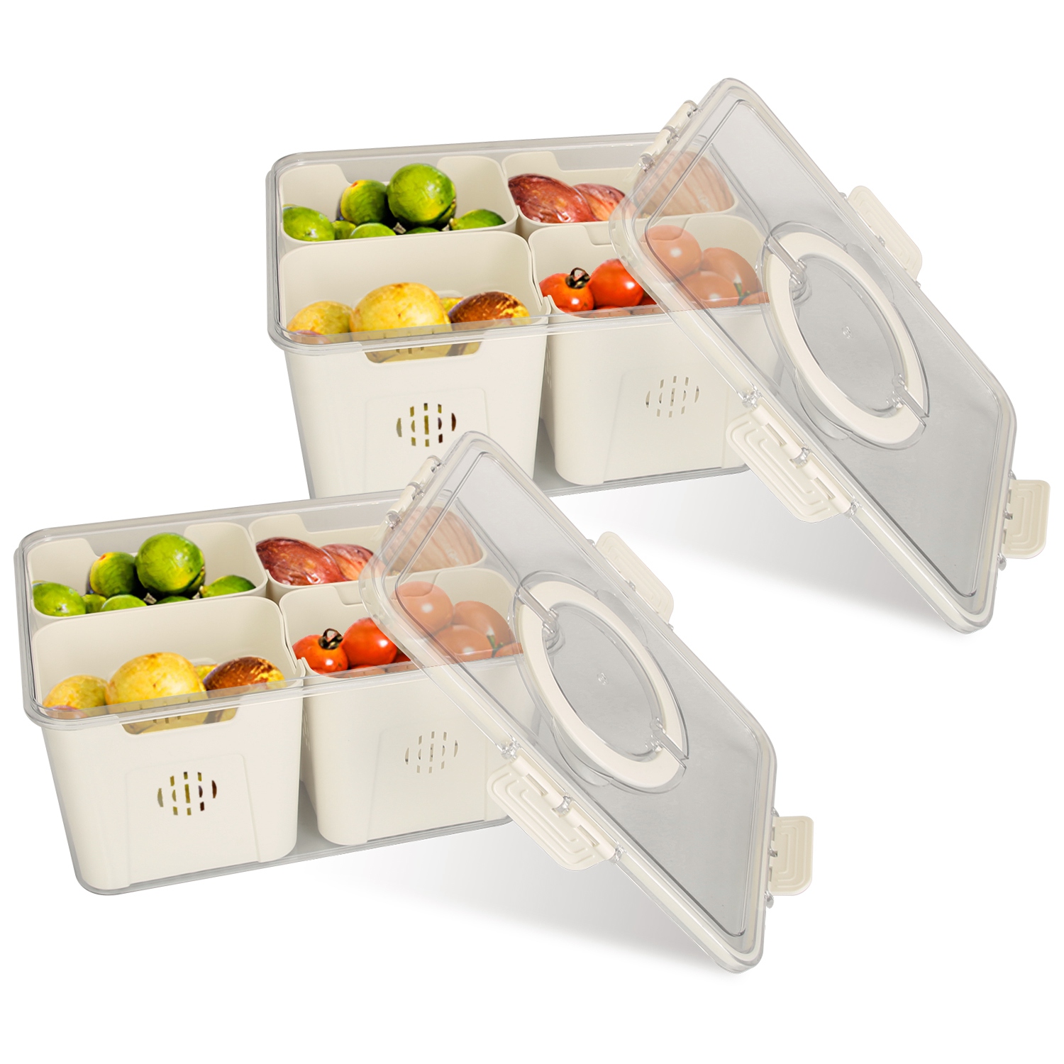 2Pack Airtight Fruit Storage Containers – 4 Compartments