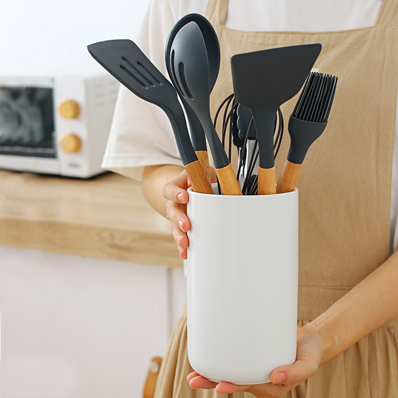 Kitchen Utensil Set – Spatulas & Ladles with Ceramic Holder