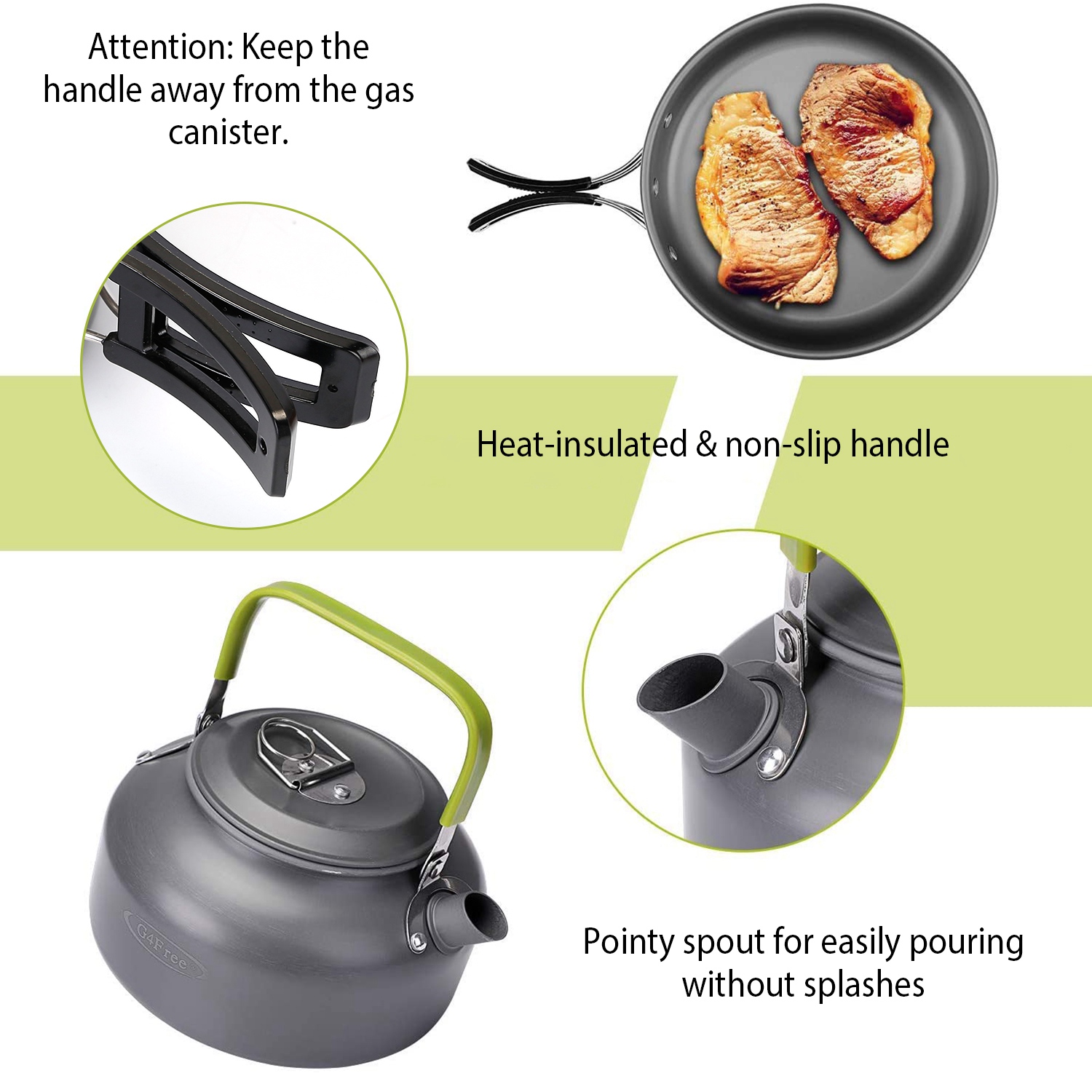 ORANGLES 12‑Piece Camping Cookware Set – Outdoor Hiking Kitchen - detailed closeup view - illustrating benefits - Image 3 of 5 | created for all | Shop 12‑Piece Camping Cookware Set – Outdoor Hiking Kitchen North Carolina | Free Shipping ORANGLES