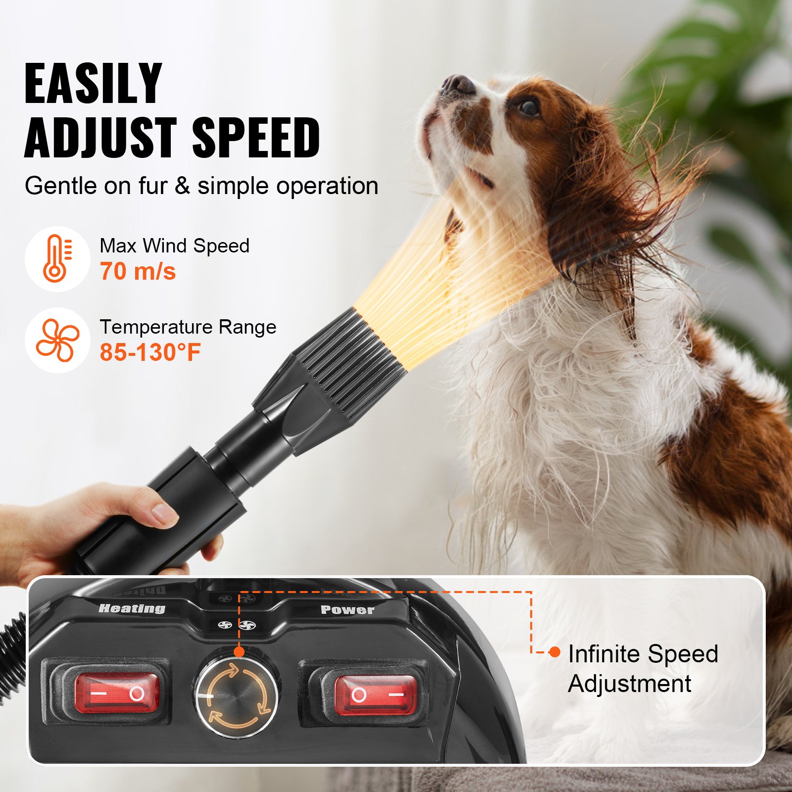 ORANGLES Dog Grooming Dryer – 2800W/4.3HP Low Noise Pet Blower - angled perspective - presenting advantages - Image 4 of 5 | fits any environment | Purchase Dog Grooming Dryer – 2800W/4.3HP Low Noise Pet Blower Michigan | Free Shipping ORANGLES