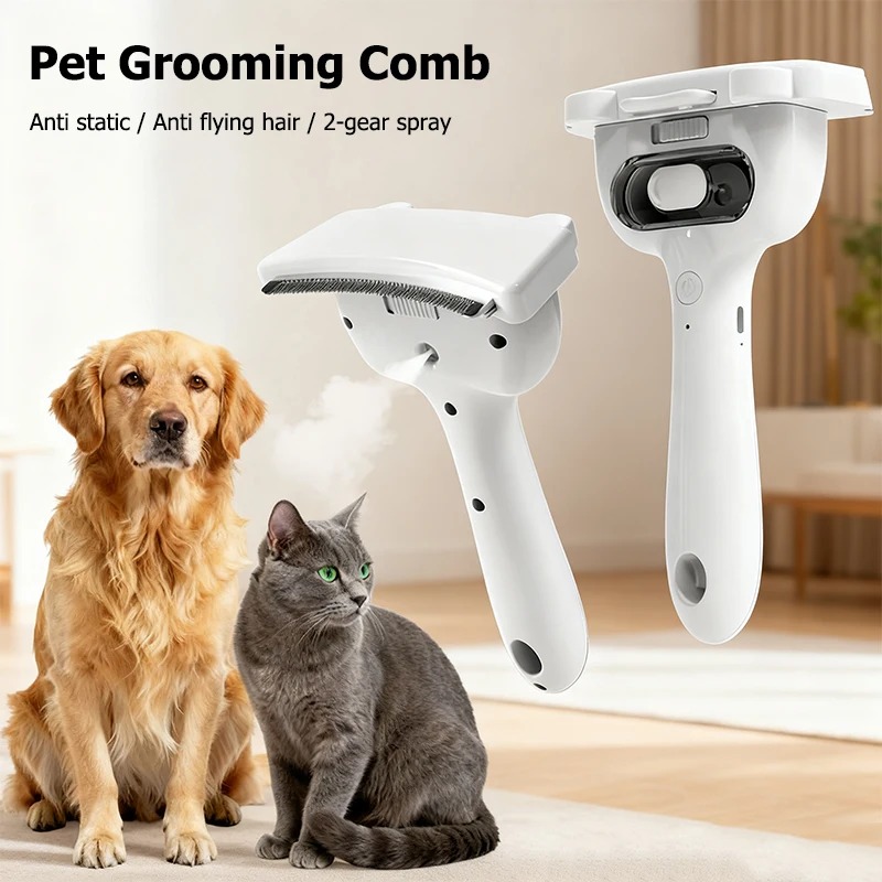 Portable Pet Spray One Button Hair Removal Comb
