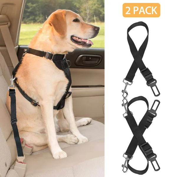 2Pcs Pet Dog Seat Belt Adjustable Safety Harness