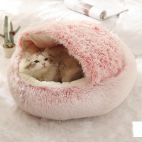 2 In 1 Dog And Cat Round Plush Winter Bed