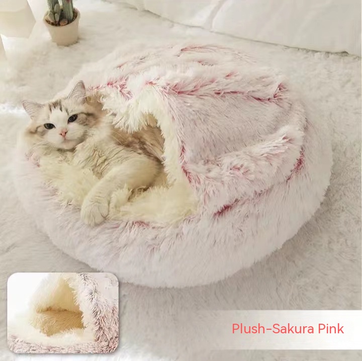 ORANGLES 2 In 1 Dog And Cat Round Plush Winter Bed - detailed closeup view - illustrating benefits - Image 3 of 6 | created for all | Shop 2 In 1 Dog And Cat Round Plush Winter Bed North Carolina | Free Shipping ORANGLES