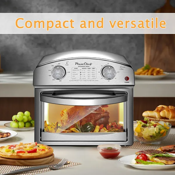 ORANGLES 12L Stainless Steel Air Fryer Oven – Family Sized Countertop Combo - detailed closeup view - illustrating benefits - Image 3 of 4 | created for all | Shop 12L Stainless Steel Air Fryer Oven – Family Sized Countertop Combo North Carolina | Free Shipping ORANGLES