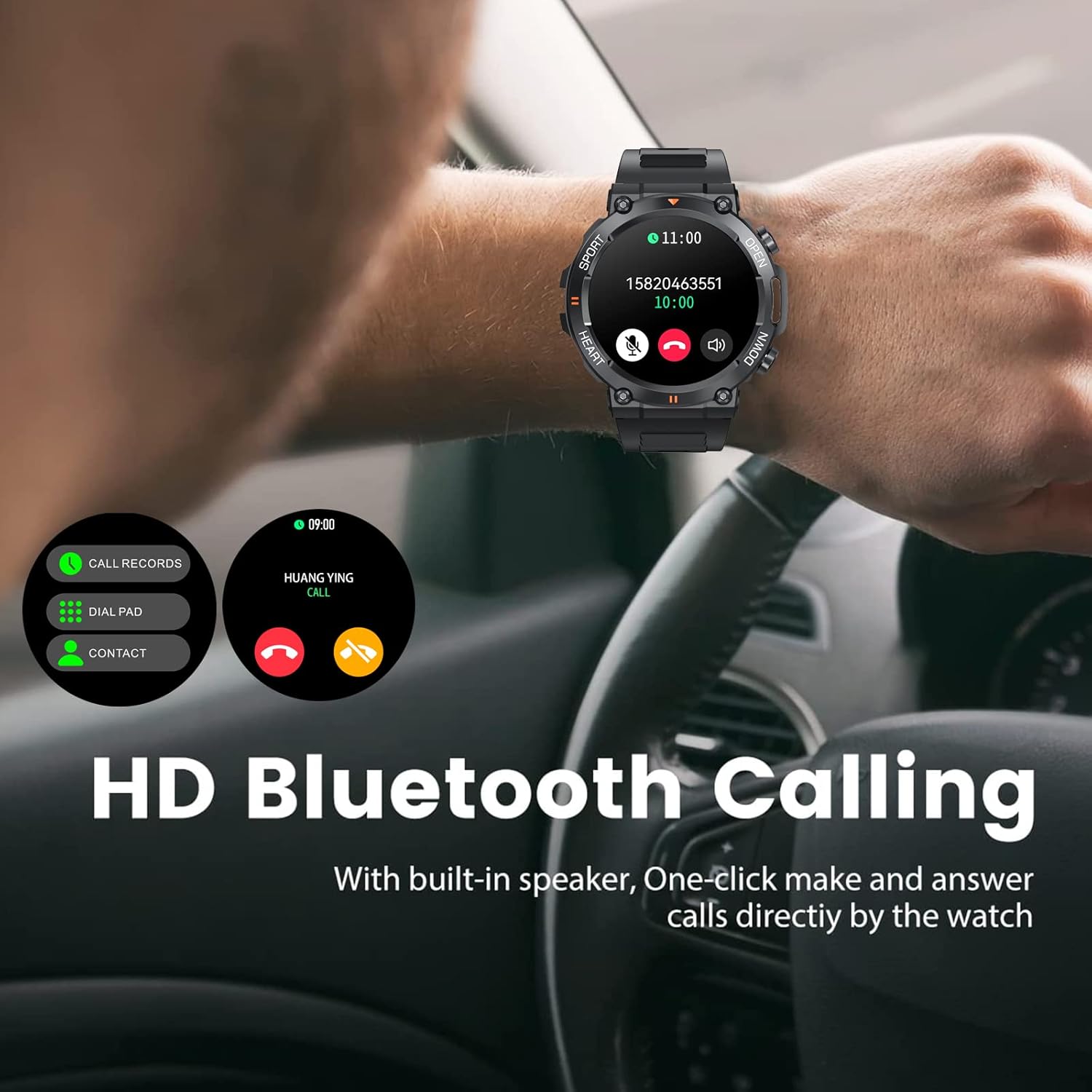 ORANGLES SENBONO Men Smart Watch Round Big Screen Wireless Call Fitness Tracker - high resolution display - exposing craftsmanship - Image 2 of 6 | built for everyone | SENBONO Men Smart Watch Round Big Screen Wireless Call Fitness Tracker for sale Georgia | Free Shipping ORANGLES