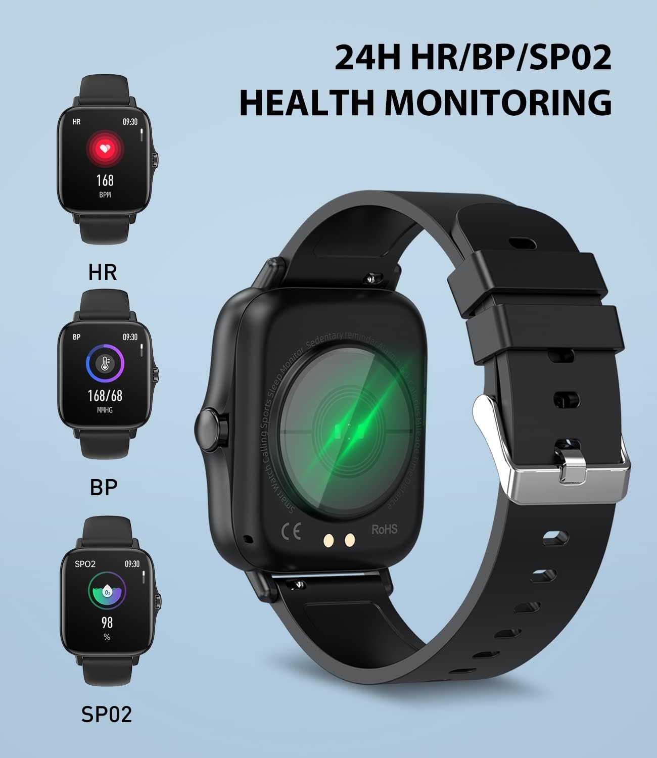 ORANGLES ZL54CJ Square Smartwatch With Bluetooth Call And Fitness Tracker - full product showcase - displaying specifications - Image 5 of 6 | adapts to any space | ZL54CJ Square Smartwatch With Bluetooth Call And Fitness Tracker deal New Jersey | Free Shipping ORANGLES