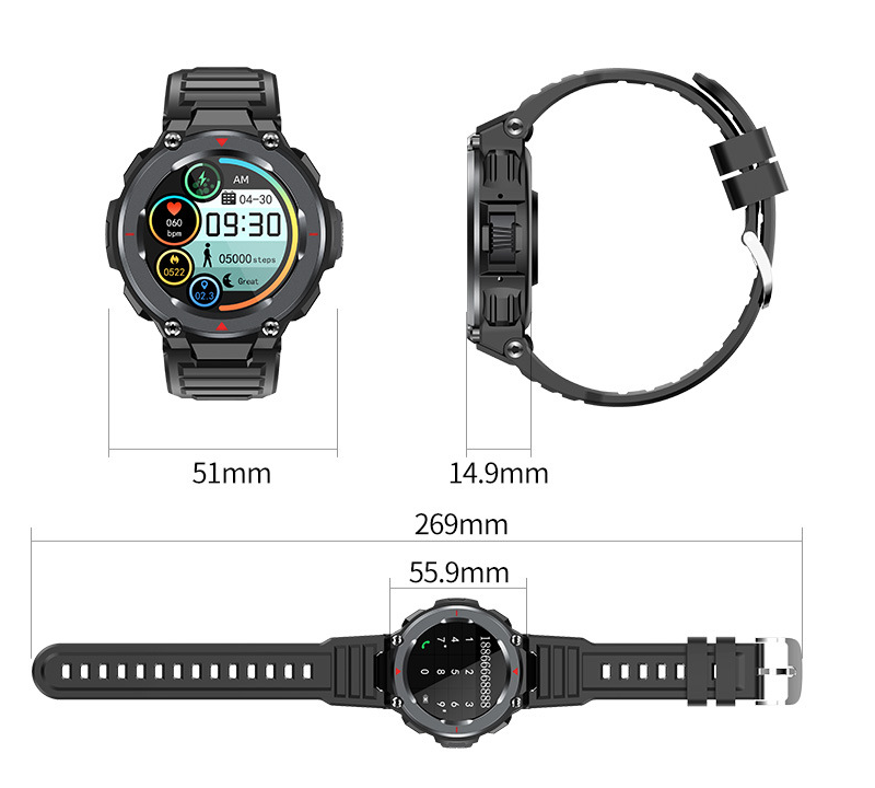 ORANGLES S25 Round Screen Smart Sports Watch With Large Battery And Long Standby - angled perspective - presenting advantages - Image 4 of 4 | fits any environment | Purchase S25 Round Screen Smart Sports Watch With Large Battery And Long Standby Michigan | Free Shipping ORANGLES