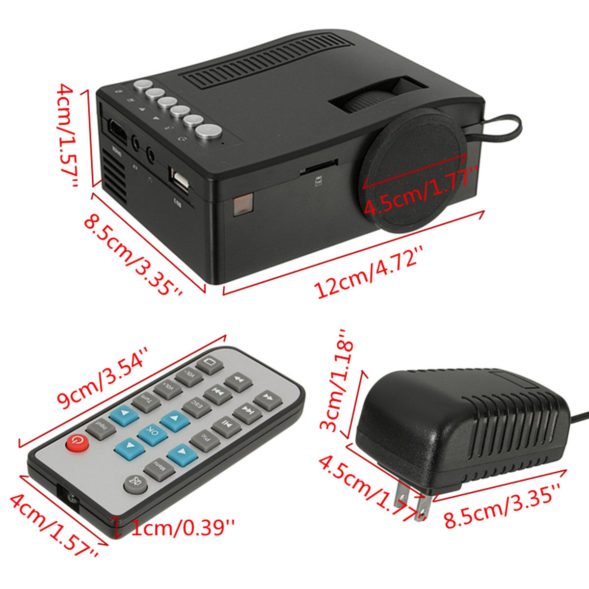 ORANGLES Portable LED Projector For Home And Outdoor Entertainment - angled perspective - presenting advantages - Image 4 of 5 | fits any environment | Purchase Portable LED Projector For Home And Outdoor Entertainment Michigan | Free Shipping ORANGLES