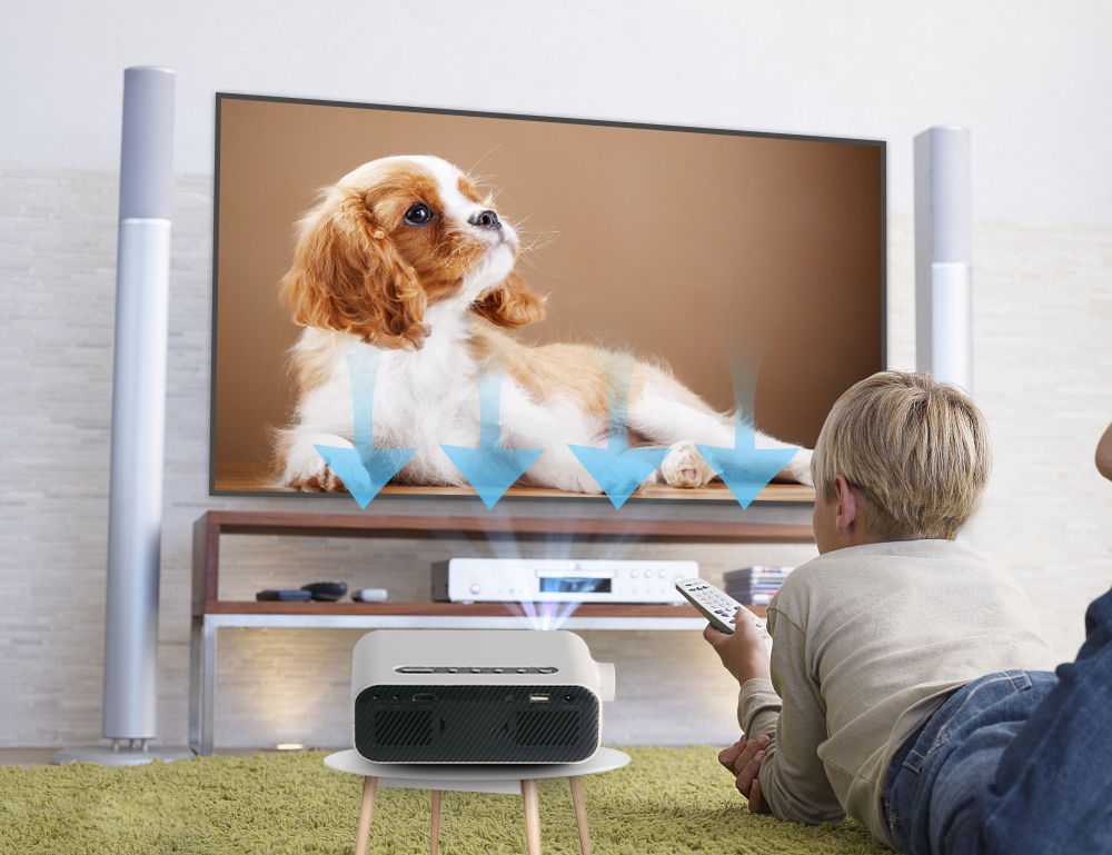 ORANGLES HD Mini Home Projector LED For Theater And Kids Gifts - angled perspective - presenting advantages - Image 4 of 4 | fits any environment | Purchase HD Mini Home Projector LED For Theater And Kids Gifts Michigan | Free Shipping ORANGLES