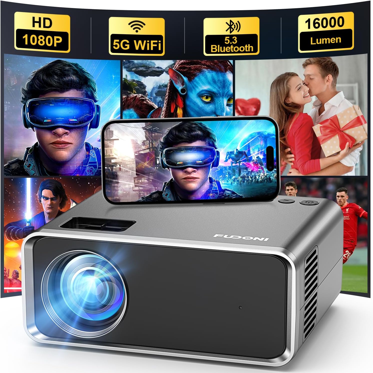 WiFi Bluetooth 5G Portable Projector With 4K Support
