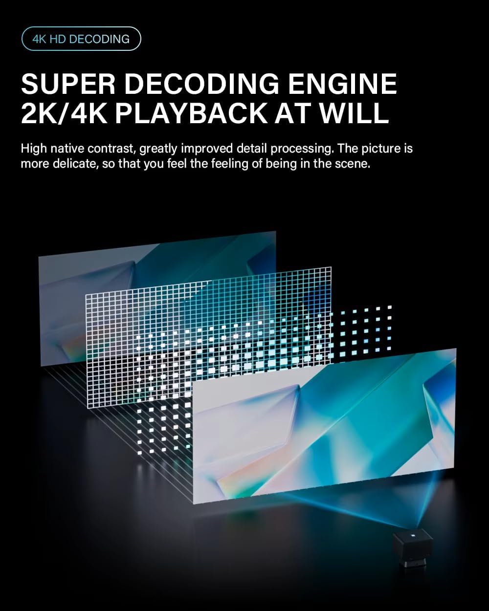 ORANGLES HD Portable Projector With Mobile Phone Screen Sharing - angled perspective - presenting advantages - Image 4 of 6 | fits any environment | Purchase HD Portable Projector With Mobile Phone Screen Sharing Michigan | Free Shipping ORANGLES