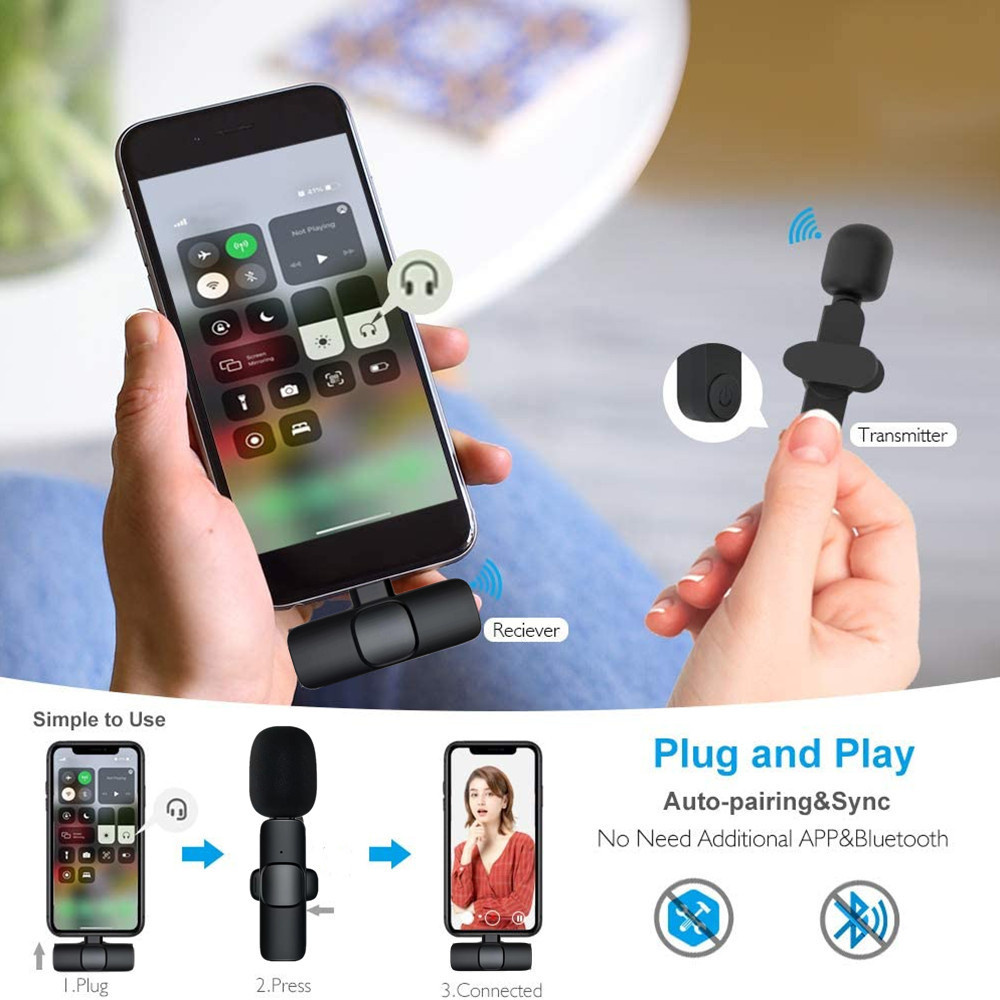 ORANGLES Wireless Lavalier Mini Microphone For iPhone And Android - angled perspective - presenting advantages - Image 4 of 6 | fits any environment | Purchase Wireless Lavalier Mini Microphone For iPhone And Android Michigan | Free Shipping ORANGLES