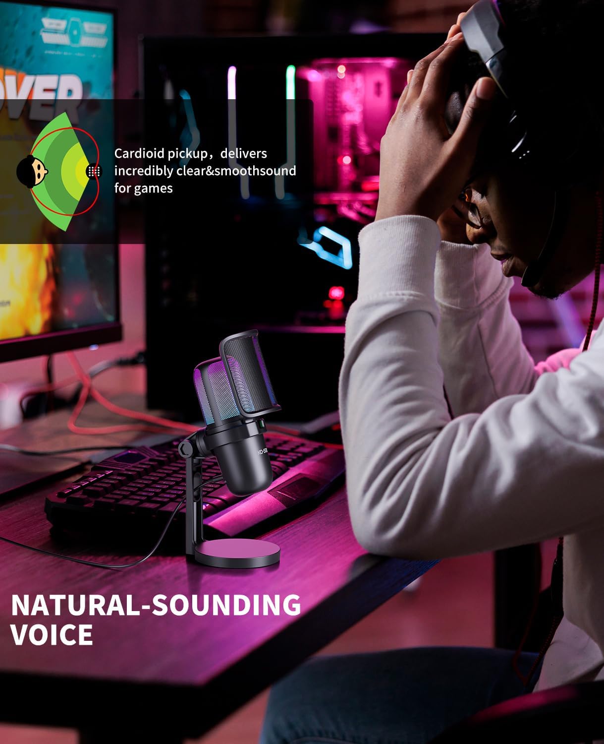 ORANGLES USB Wired Desktop Microphone For Gaming And Live Broadcast - detailed closeup view - illustrating benefits - Image 3 of 6 | created for all | Shop USB Wired Desktop Microphone For Gaming And Live Broadcast North Carolina | Free Shipping ORANGLES