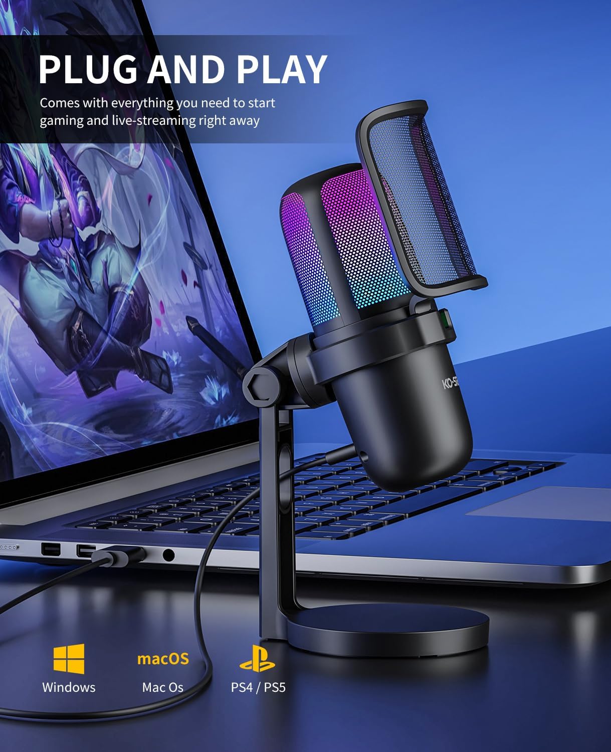 ORANGLES USB Wired Desktop Microphone For Gaming And Live Broadcast - angled perspective - presenting advantages - Image 4 of 6 | fits any environment | Purchase USB Wired Desktop Microphone For Gaming And Live Broadcast Michigan | Free Shipping ORANGLES