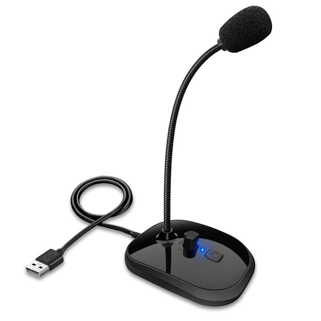 Gooseneck USB Computer Microphone With Sound Card Monitor