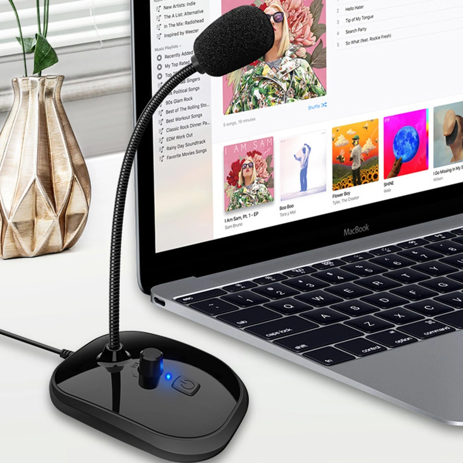 ORANGLES Gooseneck USB Computer Microphone With Sound Card Monitor - high resolution display - exposing craftsmanship - Image 2 of 6 | built for everyone | Gooseneck USB Computer Microphone With Sound Card Monitor for sale Georgia | Free Shipping ORANGLES