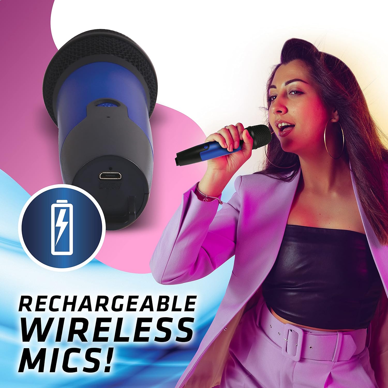 ORANGLES Family KTV Microphone For Karaoke And Recording - detailed closeup view - illustrating benefits - Image 3 of 6 | created for all | Shop Family KTV Microphone For Karaoke And Recording North Carolina | Free Shipping ORANGLES