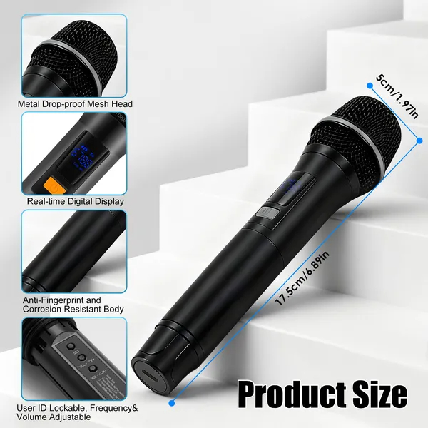 ORANGLES UHF Wireless Rechargeable Metal Handheld Microphones With Long Range - detailed closeup view - illustrating benefits - Image 3 of 6 | created for all | Shop UHF Wireless Rechargeable Metal Handheld Microphones With Long Range North Carolina | Free Shipping ORANGLES