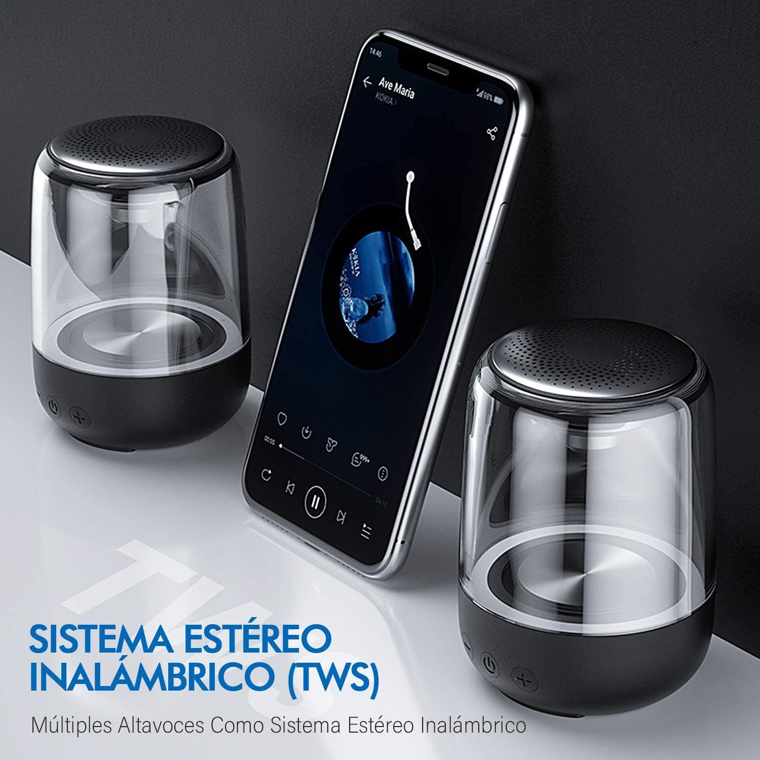 ORANGLES Portable Bluetooth Speaker With Powerful Bass And LED Light - full product showcase - displaying specifications - Image 5 of 6 | adapts to any space | Portable Bluetooth Speaker With Powerful Bass And LED Light deal New Jersey | Free Shipping ORANGLES