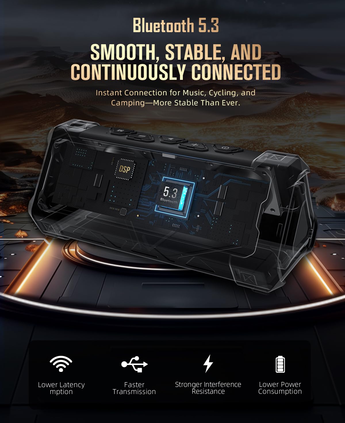 ORANGLES High Power Portable Wireless Outdoor Bluetooth Speaker - full product showcase - displaying specifications - Image 5 of 6 | adapts to any space | High Power Portable Wireless Outdoor Bluetooth Speaker deal New Jersey | Free Shipping ORANGLES