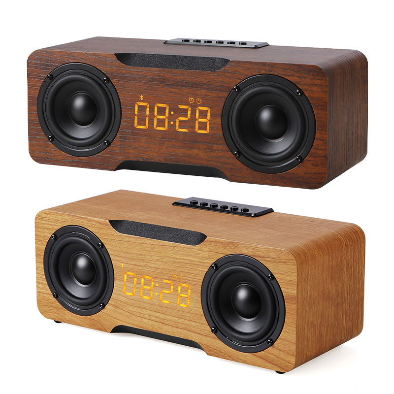 Wooden Clock Bluetooth Speaker With TF Card Support