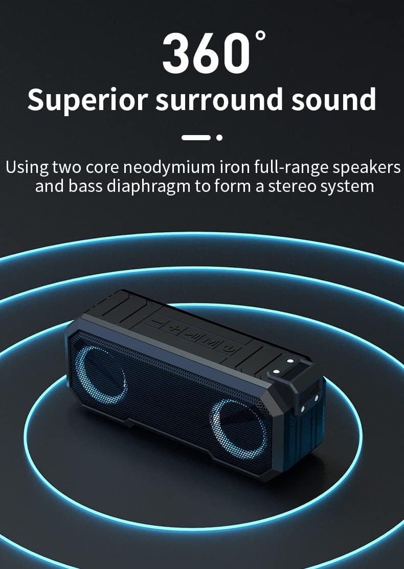 ORANGLES Waterproof Outdoor Wireless Speaker With Dual Speakers And Power Bank - full product showcase - displaying specifications - Image 5 of 5 | adapts to any space | Waterproof Outdoor Wireless Speaker With Dual Speakers And Power Bank deal New Jersey | Free Shipping ORANGLES