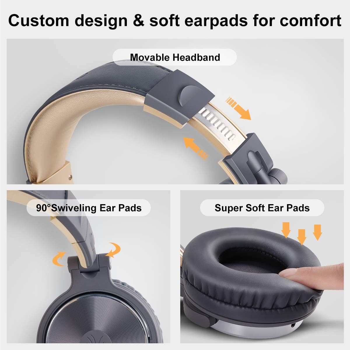ORANGLES Wired Headphones With Large Comfortable Earmuffs - detailed closeup view - illustrating benefits - Image 3 of 5 | created for all | Shop Wired Headphones With Large Comfortable Earmuffs North Carolina | Free Shipping ORANGLES