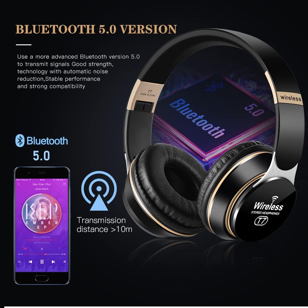 ORANGLES T7 Bluetooth Wireless Headset With Foldable Design And Subwoofer - full product showcase - displaying specifications - Image 5 of 5 | adapts to any space | T7 Bluetooth Wireless Headset With Foldable Design And Subwoofer deal New Jersey | Free Shipping ORANGLES
