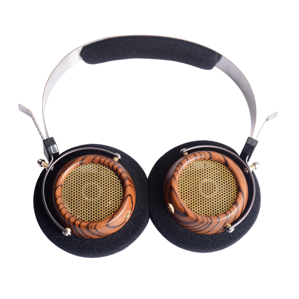 ORANGLES Retro Olive Wood Open Back Monitor Headphones - detailed closeup view - illustrating benefits - Image 3 of 4 | created for all | Shop Retro Olive Wood Open Back Monitor Headphones North Carolina | Free Shipping ORANGLES
