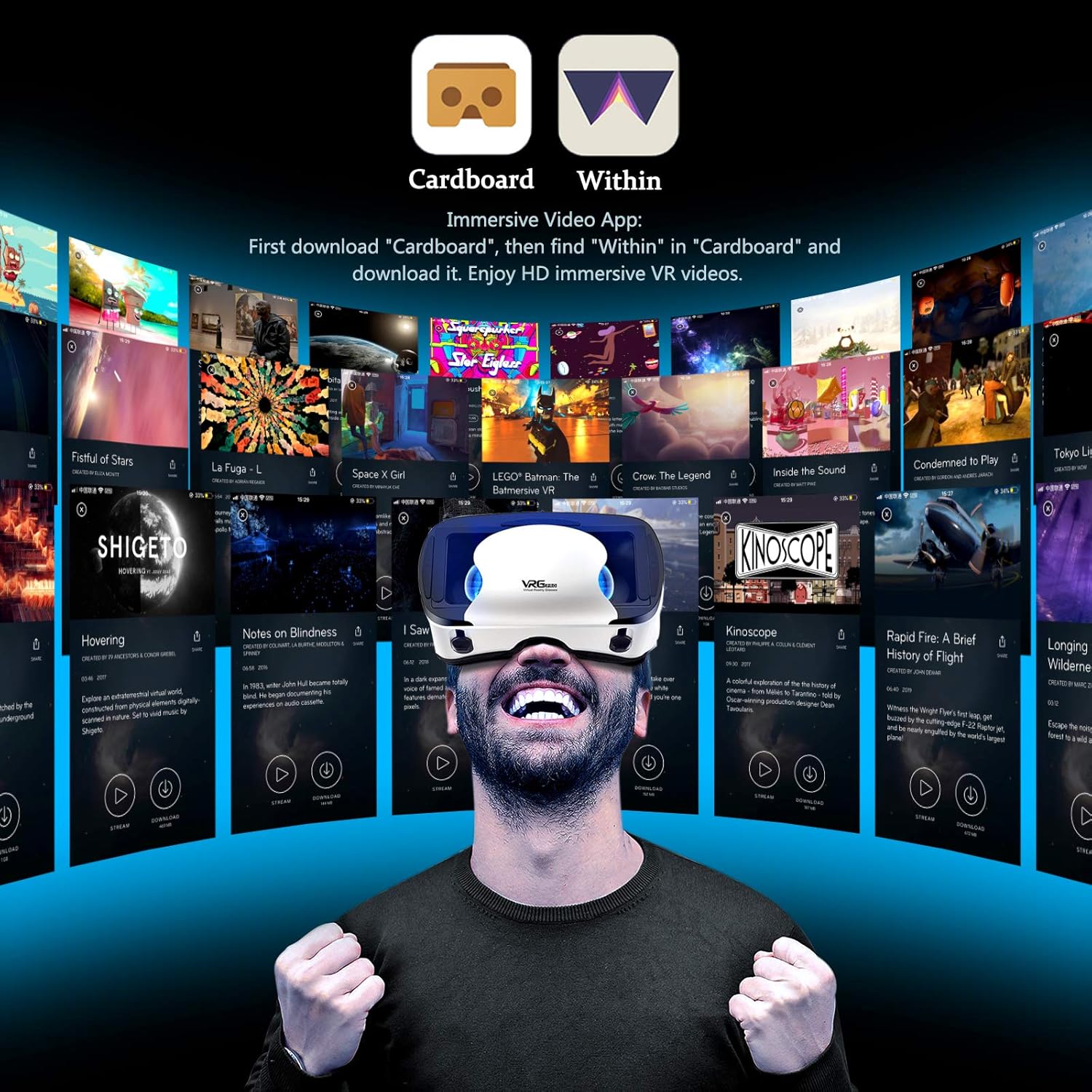 ORANGLES Classic White VR Glasses For Mobile Phones - high resolution display - exposing craftsmanship - Image 2 of 4 | built for everyone | Classic White VR Glasses For Mobile Phones for sale Georgia | Free Shipping ORANGLES