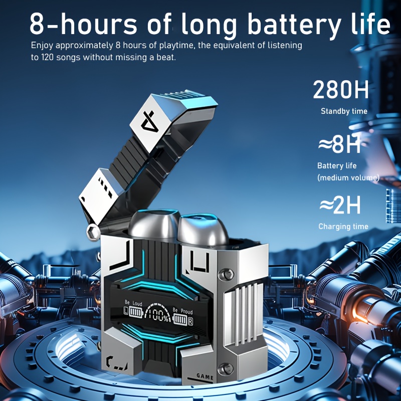 ORANGLES True Wireless Earbuds With ENC Bluetooth 5.3 IPX7 Waterproof 120 Hours Battery Silver - detailed closeup view - illustrating benefits - Image 3 of 5 | created for all | Shop True Wireless Earbuds With ENC Bluetooth 5.3 IPX7 Waterproof 120 Hours Battery Silver North Carolina | Free Shipping ORANGLES