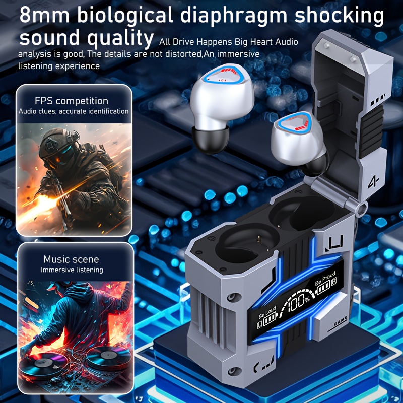 ORANGLES True Wireless Earbuds With ENC Bluetooth 5.3 IPX7 Waterproof 120 Hours Battery Silver - angled perspective - presenting advantages - Image 4 of 5 | fits any environment | Purchase True Wireless Earbuds With ENC Bluetooth 5.3 IPX7 Waterproof 120 Hours Battery Silver Michigan | Free Shipping ORANGLES