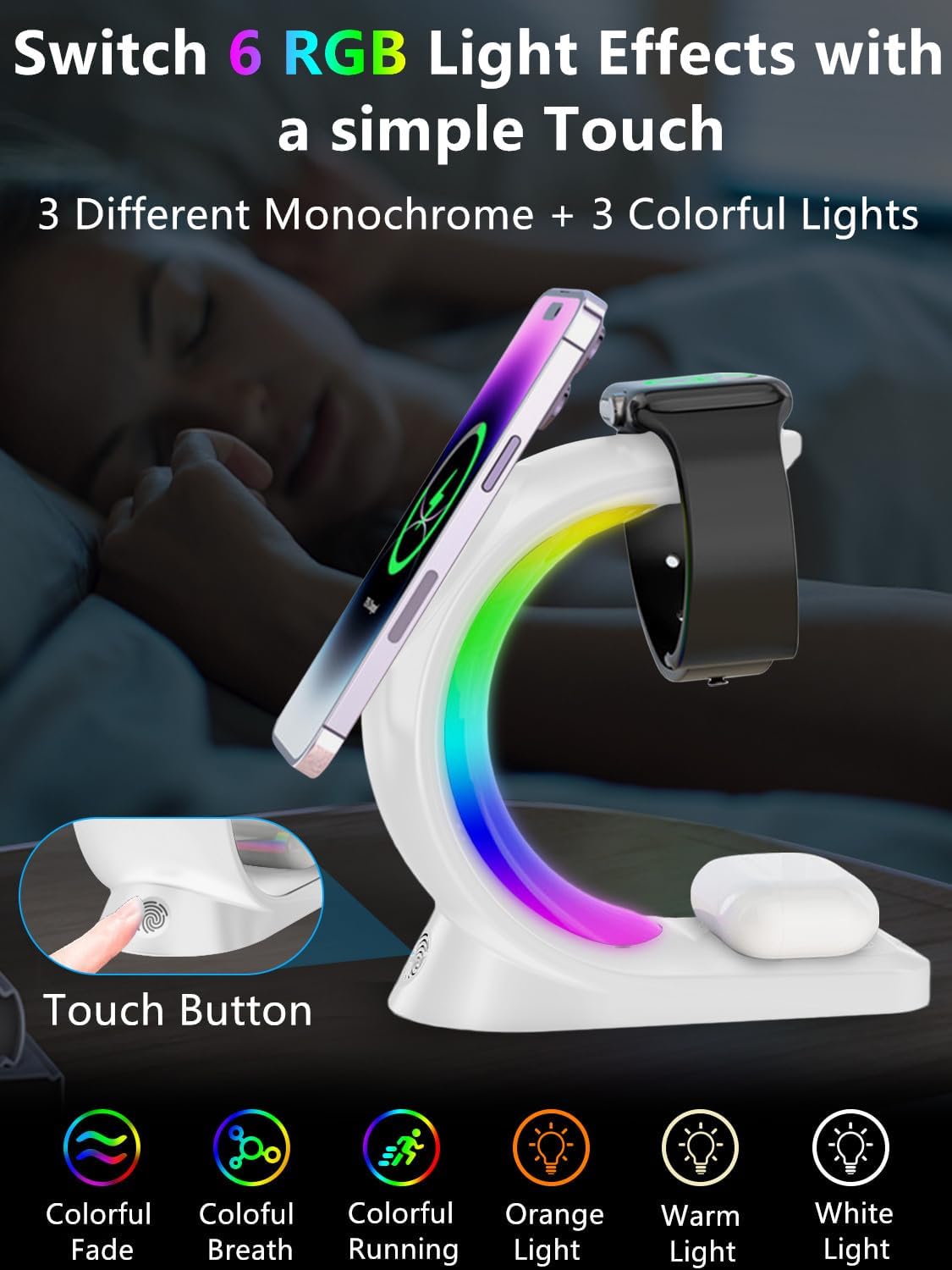 ORANGLES 4 In 1 Magnetic Wireless Charger Fast Charging Station For Smartphone AirPods iPhone Watch - high resolution display - exposing craftsmanship - Image 2 of 6 | built for everyone | 4 In 1 Magnetic Wireless Charger Fast Charging Station For Smartphone AirPods iPhone Watch for sale Georgia | Free Shipping ORANGLES