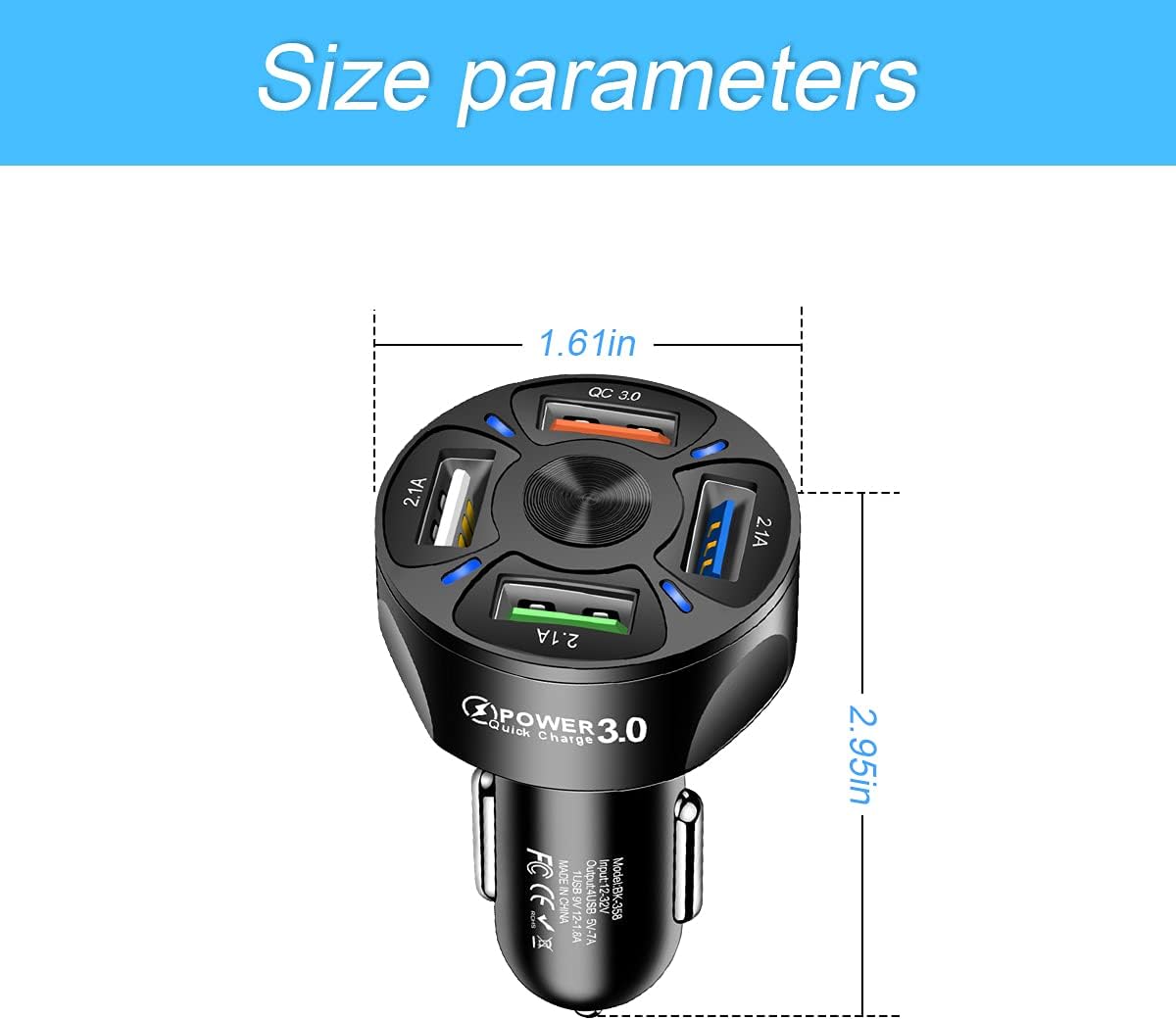 ORANGLES Fast Car Charger One‑for‑Four Mobile Phone Charging Adapter - high resolution display - exposing craftsmanship - Image 2 of 6 | built for everyone | Fast Car Charger One‑for‑Four Mobile Phone Charging Adapter for sale Georgia | Free Shipping ORANGLES