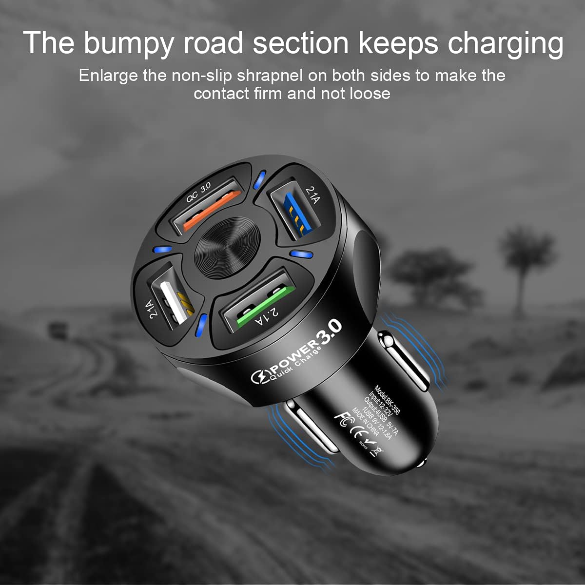 ORANGLES Fast Car Charger One‑for‑Four Mobile Phone Charging Adapter - angled perspective - presenting advantages - Image 4 of 6 | fits any environment | Purchase Fast Car Charger One‑for‑Four Mobile Phone Charging Adapter Michigan | Free Shipping ORANGLES