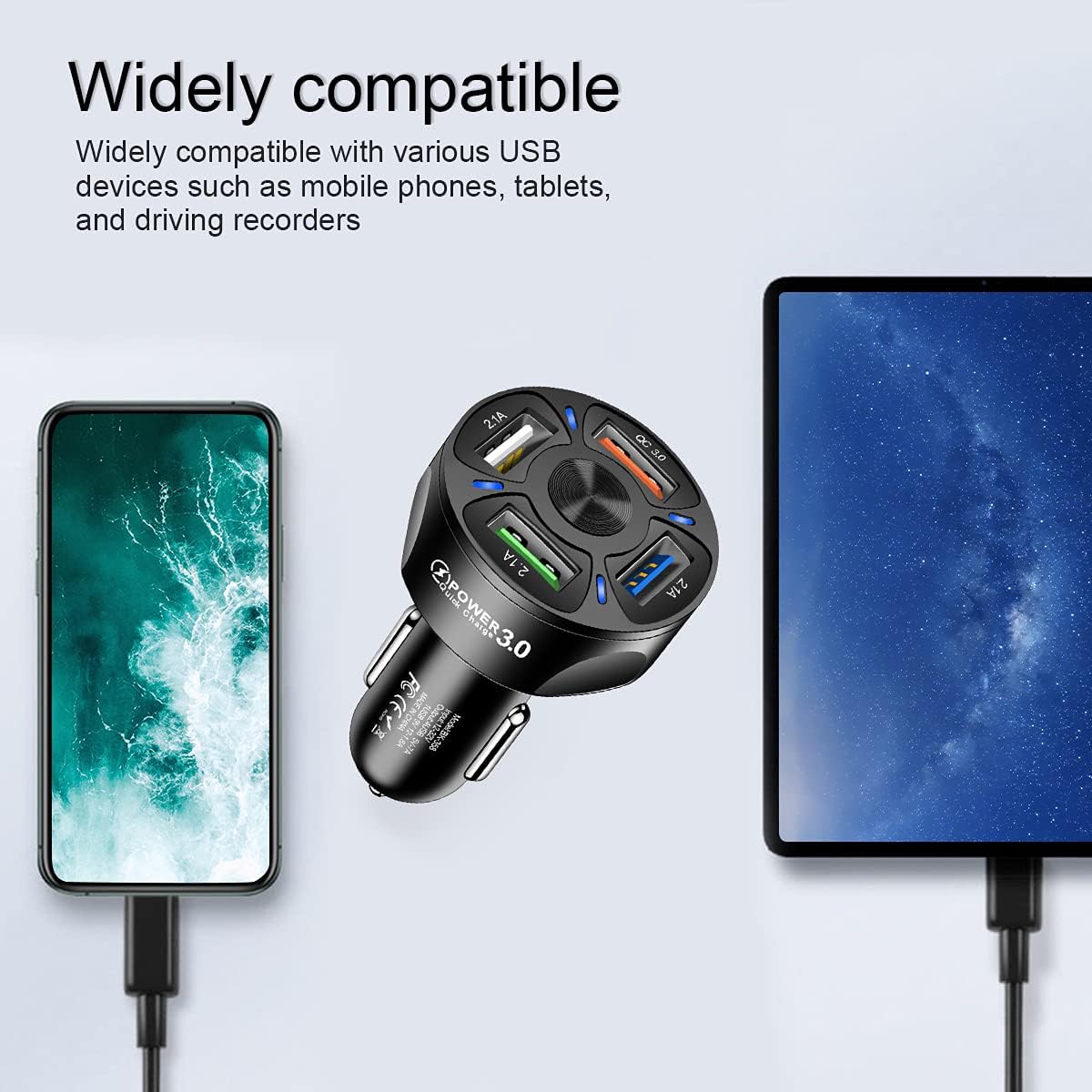 ORANGLES Fast Car Charger One‑for‑Four Mobile Phone Charging Adapter - elegant presentation - exhibiting components - Image 6 of 6 | ideal for home | Discount on Fast Car Charger One‑for‑Four Mobile Phone Charging Adapter Virginia | Free Shipping ORANGLES
