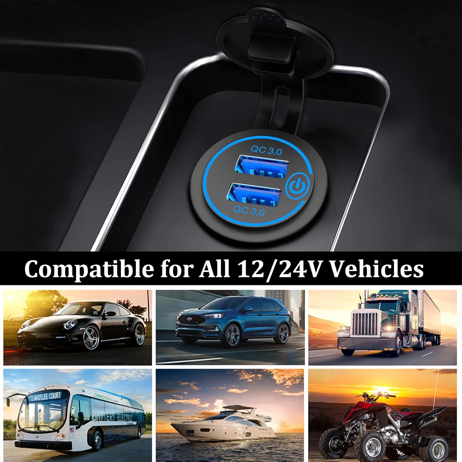 ORANGLES Car Charger Motorcycle & Boat Dual Fast Charge Adapter - elegant presentation - exhibiting components - Image 6 of 6 | ideal for home | Discount on Car Charger Motorcycle & Boat Dual Fast Charge Adapter Virginia | Free Shipping ORANGLES