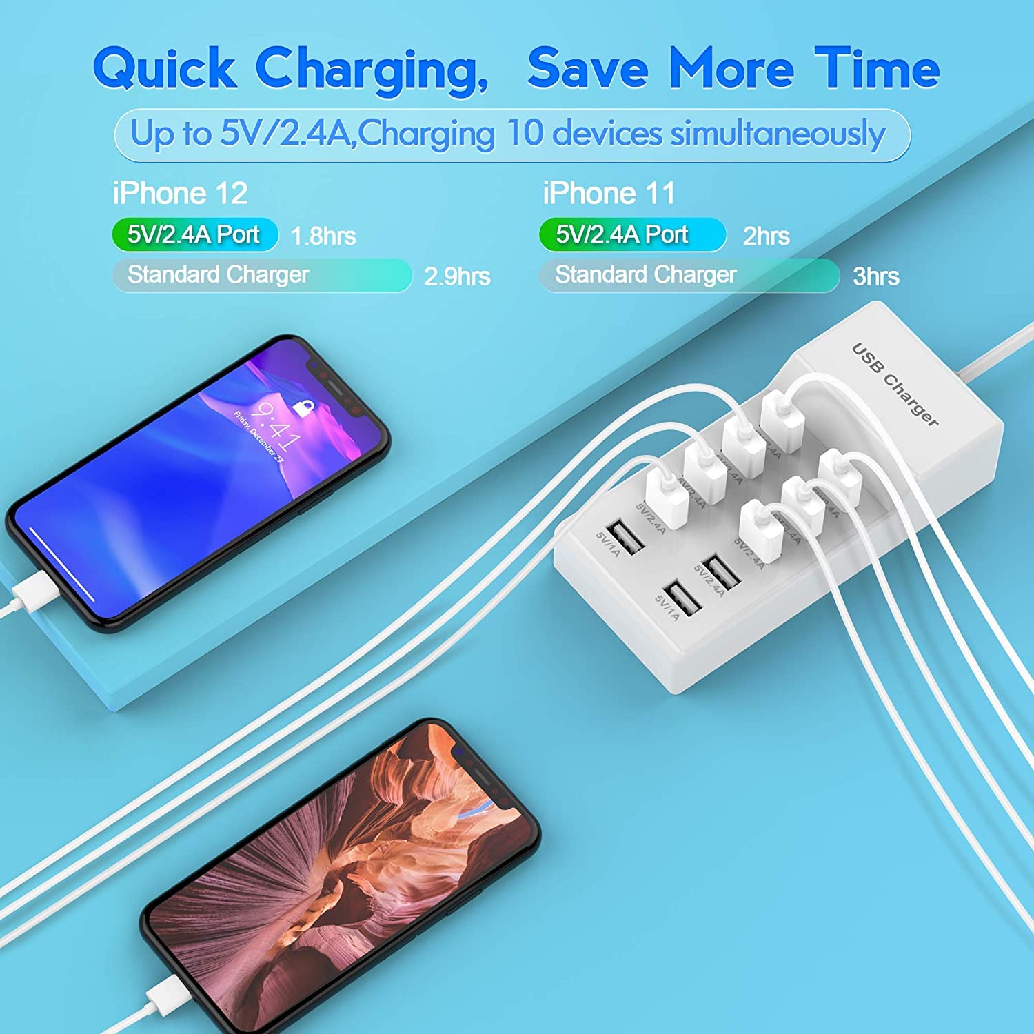 ORANGLES Fast Phone Charger 5V2A USB Multi‑Port Mobile Charging Hub - high resolution display - exposing craftsmanship - Image 2 of 5 | built for everyone | Fast Phone Charger 5V2A USB Multi‑Port Mobile Charging Hub for sale Georgia | Free Shipping ORANGLES