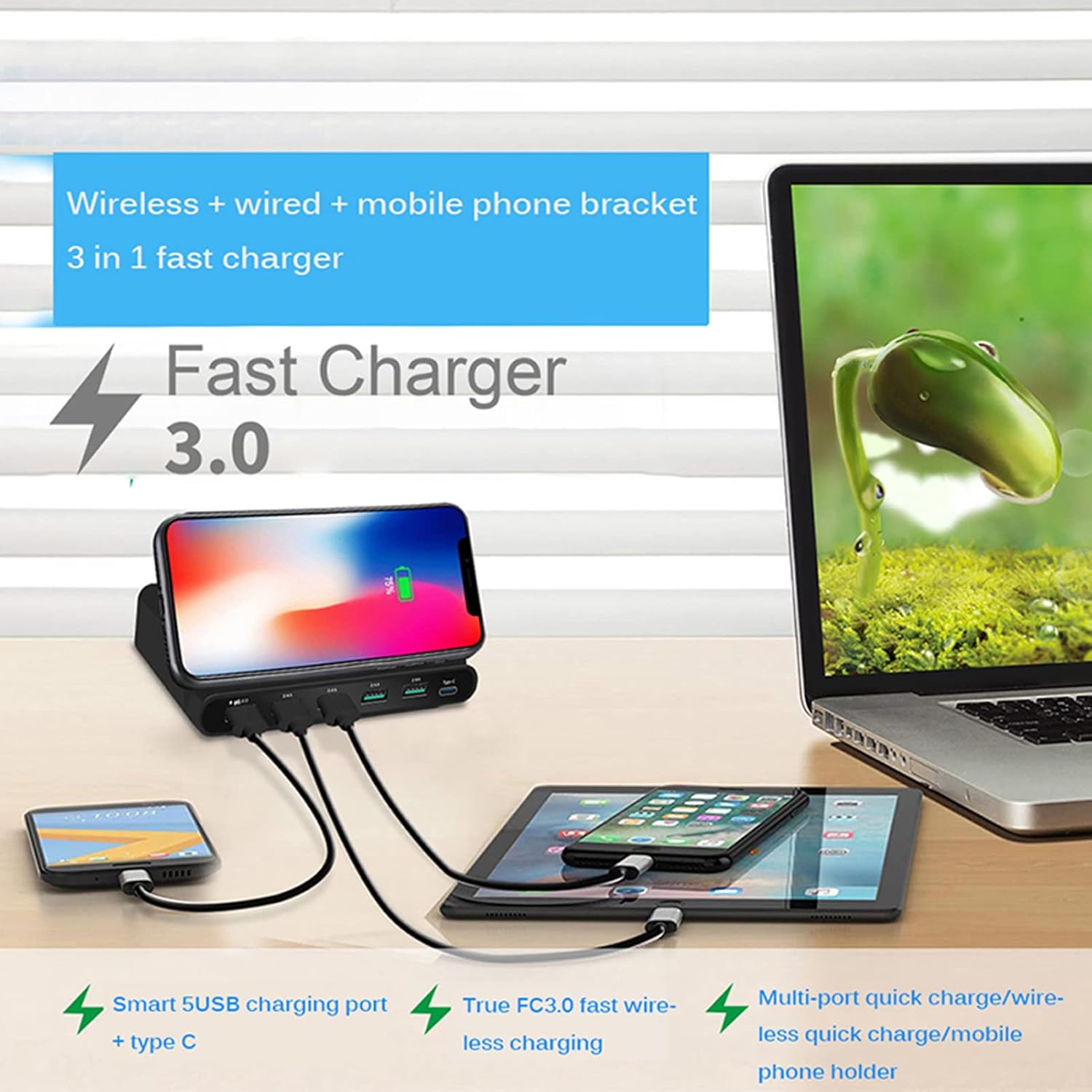 ORANGLES Charge Port 60W Six‑Port PD18W Intelligent Multi‑Port Decorative Charging Station - angled perspective - presenting advantages - Image 4 of 6 | fits any environment | Purchase Charge Port 60W Six‑Port PD18W Intelligent Multi‑Port Decorative Charging Station Michigan | Free Shipping ORANGLES