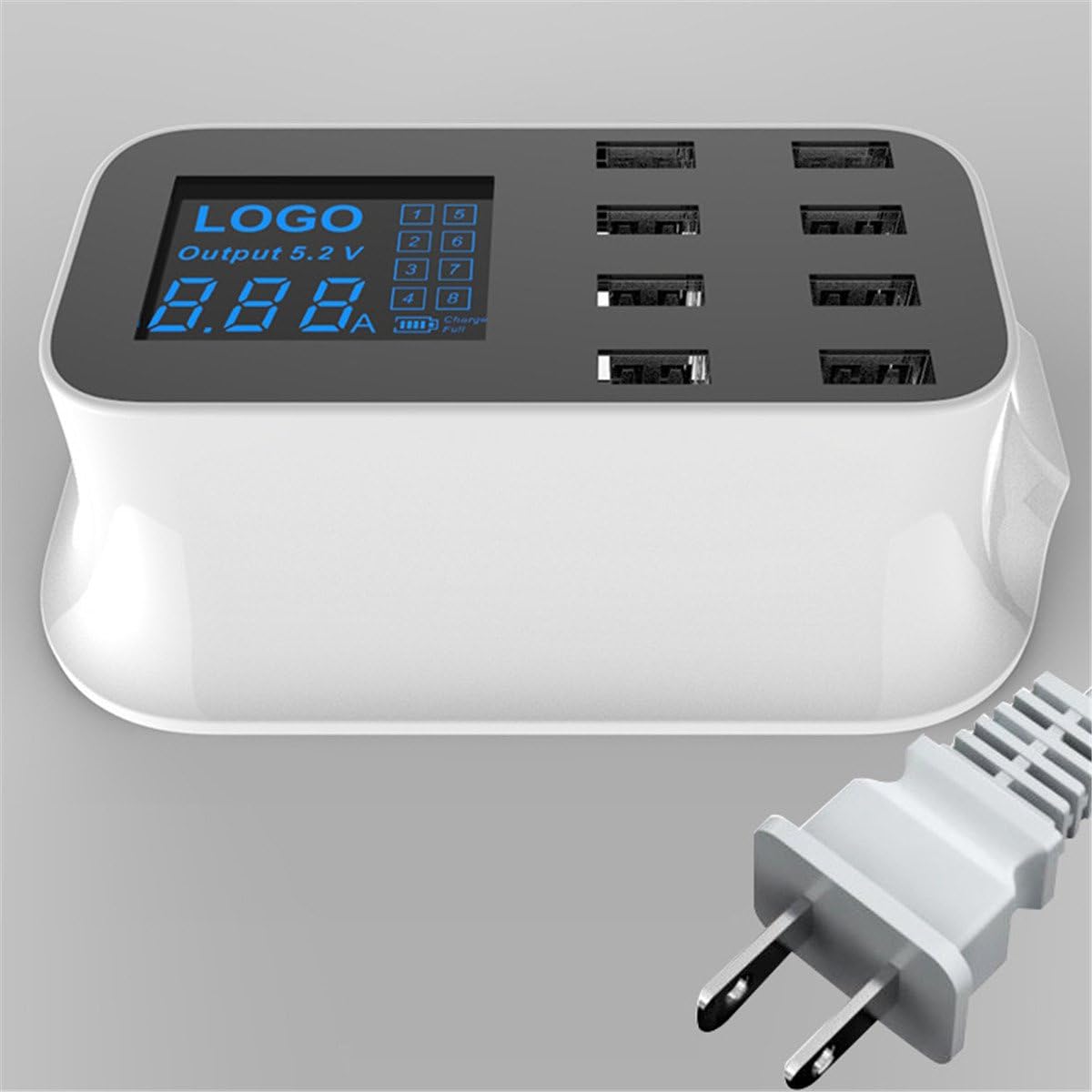 ORANGLES Charging Station 40W 8‑USB Digital Display Fast Charger Hub - detailed closeup view - illustrating benefits - Image 3 of 4 | created for all | Shop Charging Station 40W 8‑USB Digital Display Fast Charger Hub North Carolina | Free Shipping ORANGLES