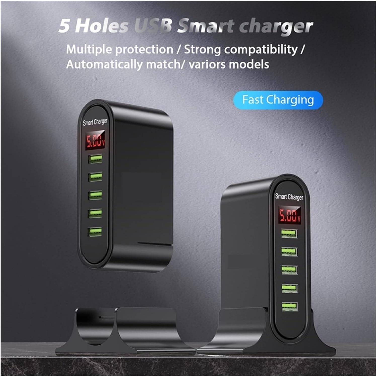 ORANGLES USB Charger Five‑Port Smart Multi‑Device Fast Charging Hub - detailed closeup view - illustrating benefits - Image 3 of 6 | created for all | Shop USB Charger Five‑Port Smart Multi‑Device Fast Charging Hub North Carolina | Free Shipping ORANGLES